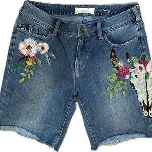 Sundance Women's Blue Floral Embroidered Jean Shorts